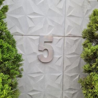 Imagem de Número 5 residencial em aço inox 15cm Casa Portão 3d- Estoque disponív