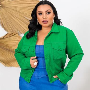 Imagem de Jaqueta Feminina Plus Size Botão Encapado Tendência Da Moda - LIBERTY.