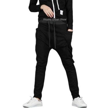 Imagem de Calça de moleton masculina dance harem skinny sport luxo - Wooks, Pret