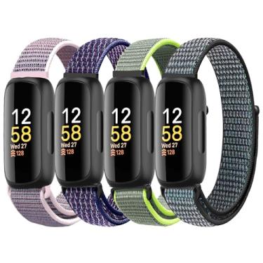 Imagem de ShuYo Pulseira de nylon esportiva compatível com Fitbit Inspire 3/Inspire 2/Inspire/Inspire HR/Ace 2/Ace 3, pulseira de substituição de velcro resistente ajustável para homens e mulheres (pacote com