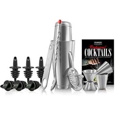 Imagem de NutriChef Mixology Bartender coqueteleira – Conjunto de coqueteleira de aço inoxidável de 15 e 850 g – Kit essencial para fazer martini – Conjunto de 15 peças