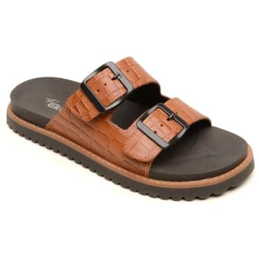 Imagem de Sandália Papete Couro Forrada Feminino Lya cores 555 (Camel, BR, Adulto, Numérico, 39)