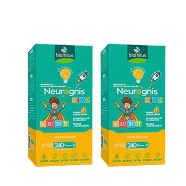 Imagem de Kit 2 Neurognis Kids Vitaminas B12, B9, B3, B6 Laranja 240ml - Biofhit