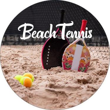 Imagem de Painel De Festa Redondo 1,50x1,50 - Beach Tennis Raquete na Areia 009 