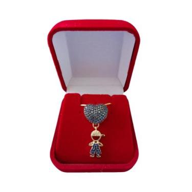 Imagem de Gargantilha coração Pingente menino filho Folheado a Ouro - GABBY LUXO