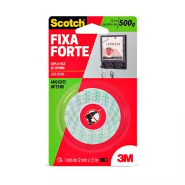Imagem de Fita adesiva dupla face 3m scotch fixa forte espuma 12mmx1,5 m 1,5 met
