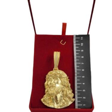 Imagem de Pingente Rosto Jesus 3d de Lado GG - Banhado a Ouro 18k - ToJoia18k