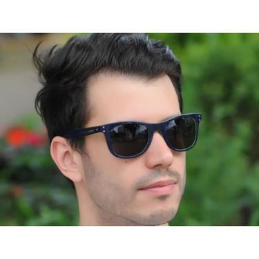 Imagem de Óculos De Sol Masculino Jackdaw 44 Azul Com Verde Espelhado