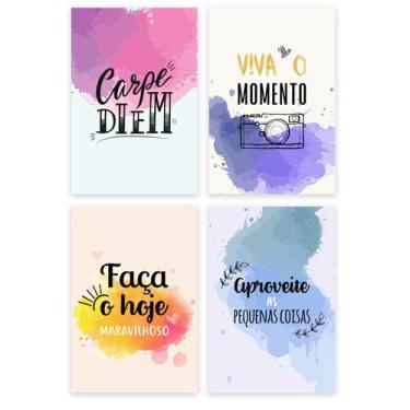 Imagem de Placas Decorativas MDF Frases Carpe Diem 20x30cm Kit 4un - Quartinhos