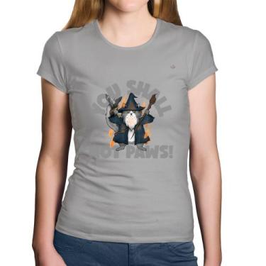 Imagem de Baby Look Algodão You shall not paws - Foca na Moda, Cinza, GGG