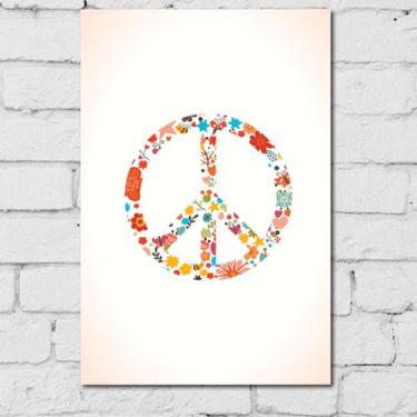 Imagem de Placa Decorativa MDF Peace and Love Floral 30x40 - Quartinhos
