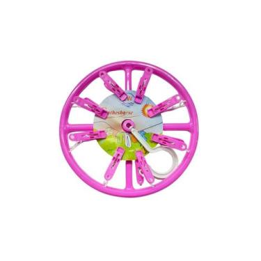 Imagem de Varal De Roupas Íntimas Redondo 24x24cm Com 8 Prendedores Cores - Mais