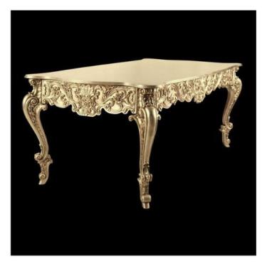 Imagem de Mesa Classico Entalhes Folha Ouro Alta Decoração - LUXdécor