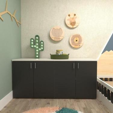 Imagem de Armário Duplo Baixo Infantil Corp Bramov Móveis Branco/Preto