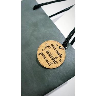 Imagem de Kit com 50 Etiquetas em material sintético - 3 cm - COM MUITO CARINHO 