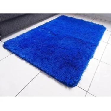 Imagem de Tapete De Sala Quarto Felpudo Peludo 1,40 X 1,00 Azul - Claudia casa 