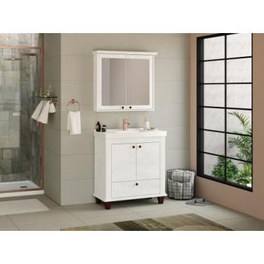 Imagem de Gabinete para Banheiro com Lavatório e Armário Valência 80cm Cristal M