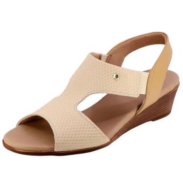 Imagem de Sandalia Feminina Anabela Baixa Conforto Casual Usaflex