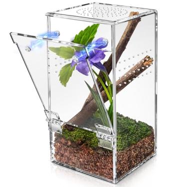 Imagem de Gabinete para aranhas saltadoras de 7,5 x 7,5 x 15,2 cm, acessórios para aranhas saltadoras pequenas, terrário, acrílico transparente total para crianças, brinquedo de tartaruga, terrário de insetos