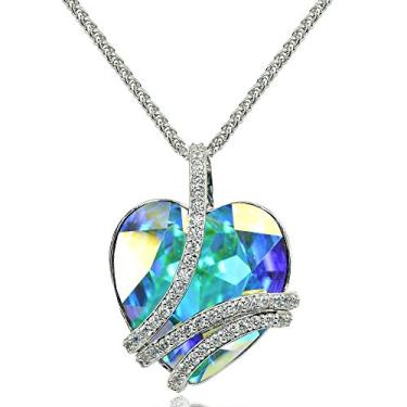 Imagem de Colar gravado com coração grande da GemStar USA I Love You feito com cristal Swarovski