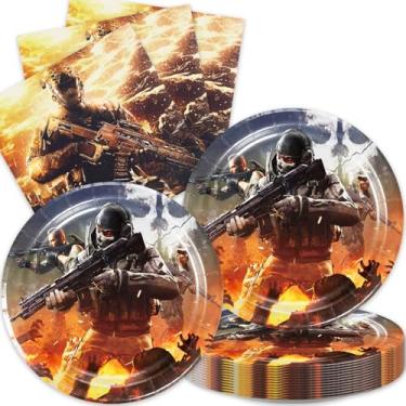 Imagem de 40Pack Game Call Birthday Party Supplies include 20 plates, 20 napkins for Call of-Duty Party Decoration