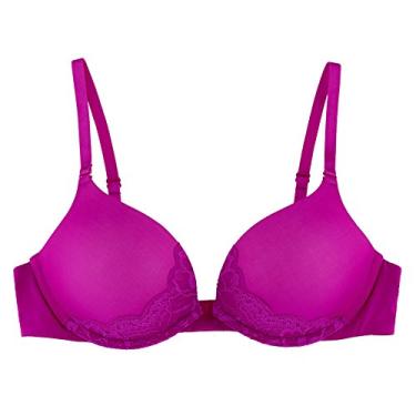 Imagem de Undies.com Sutiã feminino de microfibra com aro duplo push-up para uso diário, Baga, 32B