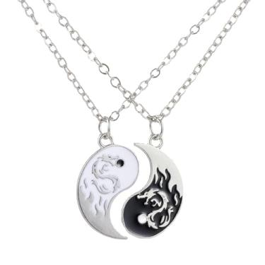 Imagem de FORUBUS Colar Yin Yang Sol e Lua, Colar de Dragão, Colar de Lobo para Homens e Mulheres, Combinando Yin e Yang para Amizade e Joias de Casal, Medium, Latão, Sem Pedra Preciosa