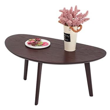 Imagem de Mesa de centro FIRMINANA oval pequena para sala de estar, mesa de café moderna de meados do século, expresso, 48 cm P x 85 cm L x 40 cm A