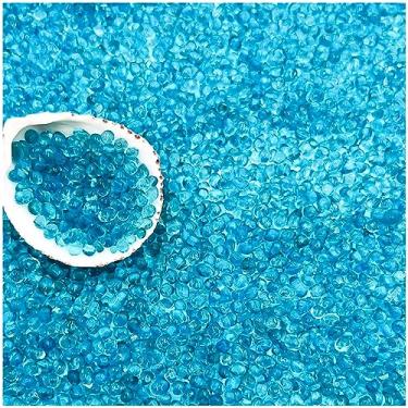 Imagem de BXI Areia de cascalho de substrato pequeno de aquário de 2 kg, cascalho liso polido para aquário, vidro azul marinho vibrante sem revestimento colorido sem revestimento, pedras decorativas para enchimento de vasos, jardim de fadas, plantas em vasos