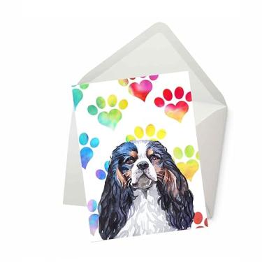 Imagem de Cartão comemorativo Cavalier King Charles Spaniel, cartão para esposa, marido, namorado, namorada, cachorro, mãe, pai, cartão para ele, amigo, irmão, irmã, cartões de aquarela com envelopes, cartão de