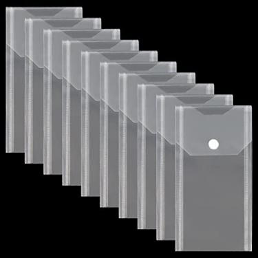 Imagem de etspolt Envelopes de plástico, pacote com 10, fecho de gancho de poliéster, suporte de armazenamento de adesivos de recibos, pastas de documentos para organização de recibos de dinheiro