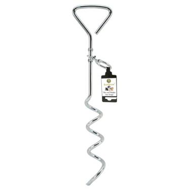 Imagem de Stainless Steel Tie Out Leash Stake by SunGrow - 360 Degree Rotating Ring- Spiral Drill Design - Keep Your Dog Safe - Strong, Easy to Use and Convenient for Going Out - Suitable for dogs up to 36kg