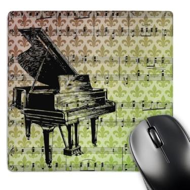 Imagem de Piano vintage com folha de música e flor de lis - mouse pad, 20 x 20 cm (mp_108758_1)