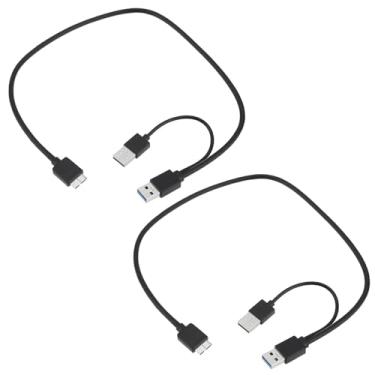 Imagem de eMagTech 2 peças Dual USB 3.0 A Macho para USB 3.0 Micro-B Macho Y Cabo de Dados de Alimentação Adequado para Interface USB 3.0 Disco Rígido Móvel (Cabo Longo 50 cm, Cabo Curto 18 cm)