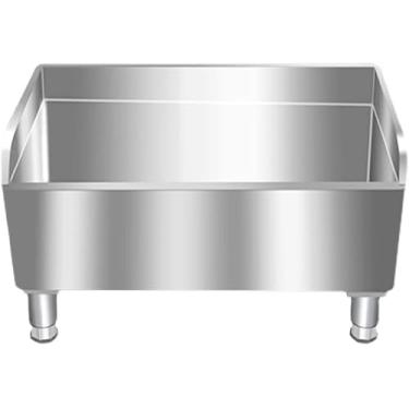 Imagem de Pia de esfregão de piso de aço inoxidável - Tigela de pia profunda de 30,5 cm - Banheiras de lavagem de pia utilitária comercial para restaurante, garagens - com pés niveladores ajustáveis, prata, 100