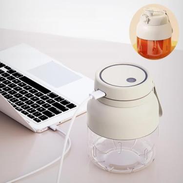 Imagem de Generic Garrafa de suco multiuso de grande capacidade, espremedor portátil sem fio, garrafa de água de tampa dupla com canudo, espremedor elétrico, liquidificador portátil recarregável, máquina de