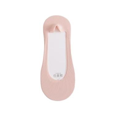 Imagem de chanstore 3 pares - Meias femininas invisíveis de seda gelo boca rasa verão finas silicone antiderrapante meias curtas - rosa