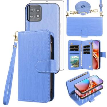 Imagem de Asuwish Capa de celular para Motorola Edge+ Plus 2023/Edge 40 Pro 5G/Moto X40 Carteira magnética destacável com protetor de tela de vidro temperado alça transversal para cartão X + mulheres homens