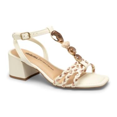 Imagem de Dakota, Sandália Feminina Salto Grosso Dakota Sandália Pedrarias Cor:Creme;Tamanho:35;Gênero:Feminino