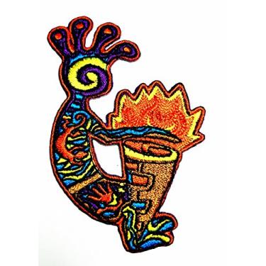 Imagem de HHO Kokopelli Patch de tatuagem bordado faça você mesmo, aplique fofo para costurar ferro em crianças patch de artesanato para bolsas, jaquetas, jeans, roupas