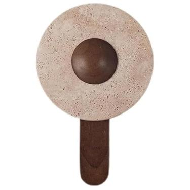 Imagem de Luminárias de parede redondas de pedra natural estilo Wabi-Sabi japonesas, estilo fazenda, cabeceira, quarto, escadas sólidas, sala de jantar, corredor, arandelas de parede de madeira, fonte