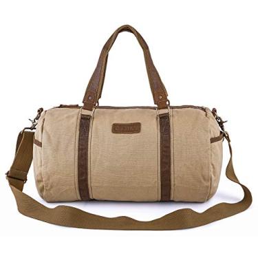 Imagem de Gootium Bolsa esportiva de lona para viagem de fim de semana bolsa de ombro bolsa de ginástica, Caqui, 28L, Bolsa de viagem