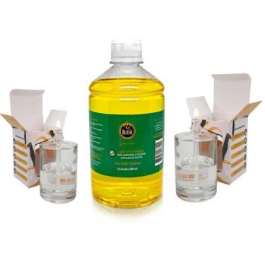 Imagem de Kit 2 Lamparina Cilíndrica Lisa + 500 ml Fluido Citronela - Velas Bist