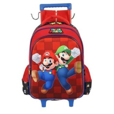 Imagem de Mochila de Rodinhas Com Alça Luxcel Super Mario Preto-Masculino