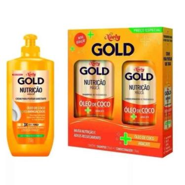 Imagem de Kit Niely Gold Nutrição Oleo Coco Sh 275ml + Cond 175ml + Cr Pentear