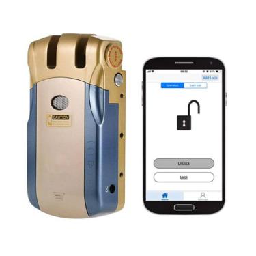 Imagem de Fechadura Eletronica Digital C/ Controle Dourada WF-010U GTA Tech