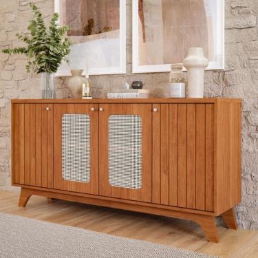 Imagem de Aparador Buffet Ripado 4 Portas com Pés 100 MDF Isa Cimol