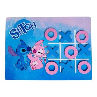 Imagem de 10 Jogos da velha Stitch e Namorada Lembrancinha Aniversário Kit Mdf
