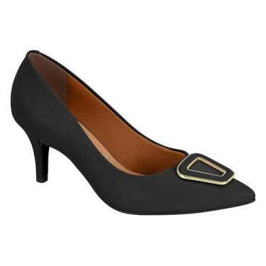 Imagem de Sapato Feminino Scarpin Preto Vizzano Salto Médio Bico Fino, Preto, 36