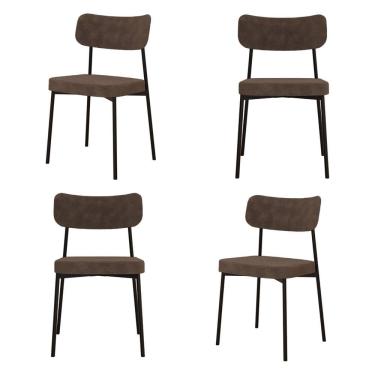 Imagem de Kit com 4 Cadeiras para Sala de Jantar Mona Yescasa Marrom Castor
